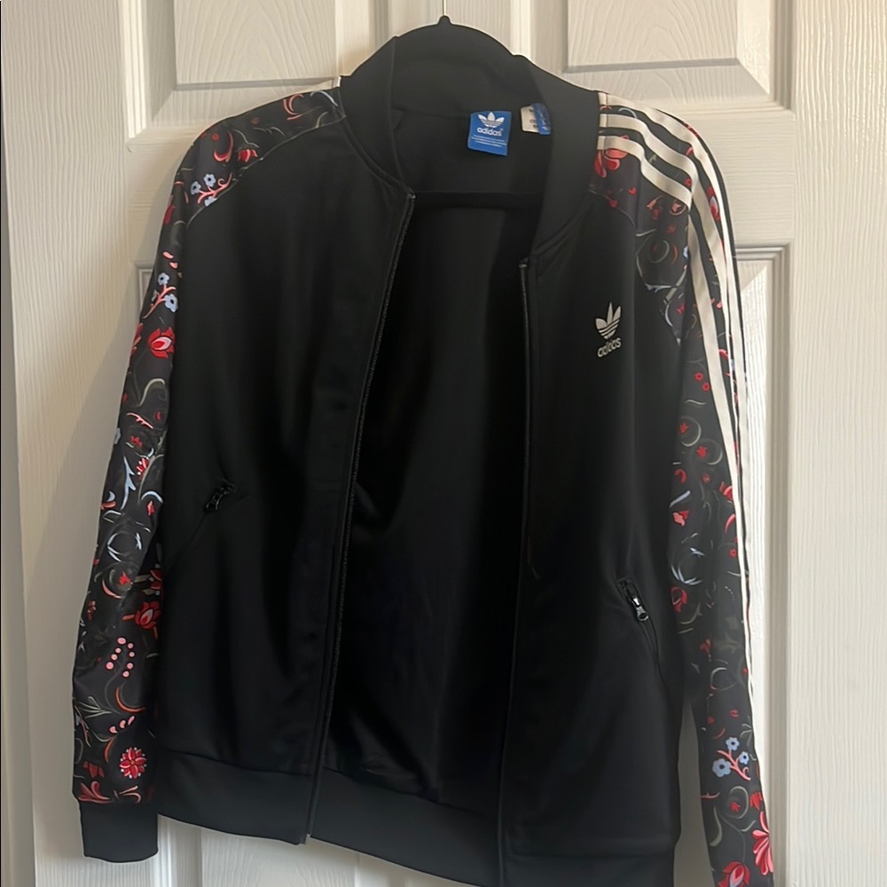 Adidas Black Floral Track Jacket